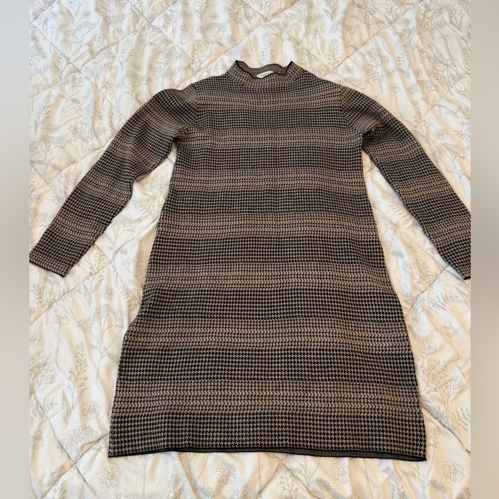 Brown & Black Long Sleeve Dress